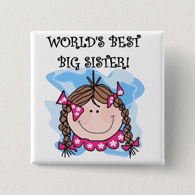 Brunette World's Best Big Sister Tshirts Knapp (Framsida)