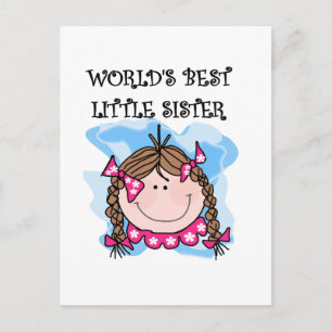 Brunette World's Best Little Sister Tshirts Vykort