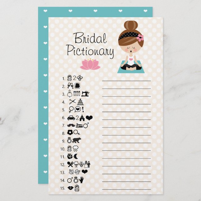 Brunette Yoga Möhippa Pictionary Game (Fram/baksida)