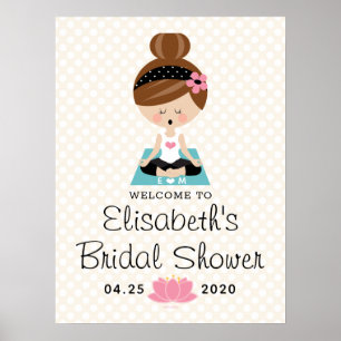 Brunette Yoga Möhippa Välkomstskylt Poster