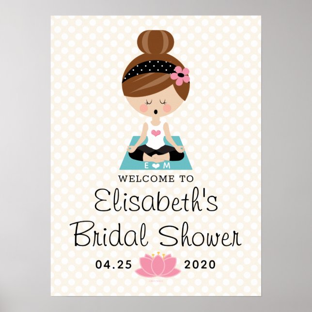 Brunette Yoga Möhippa Välkomstskylt Poster (Framsidan)