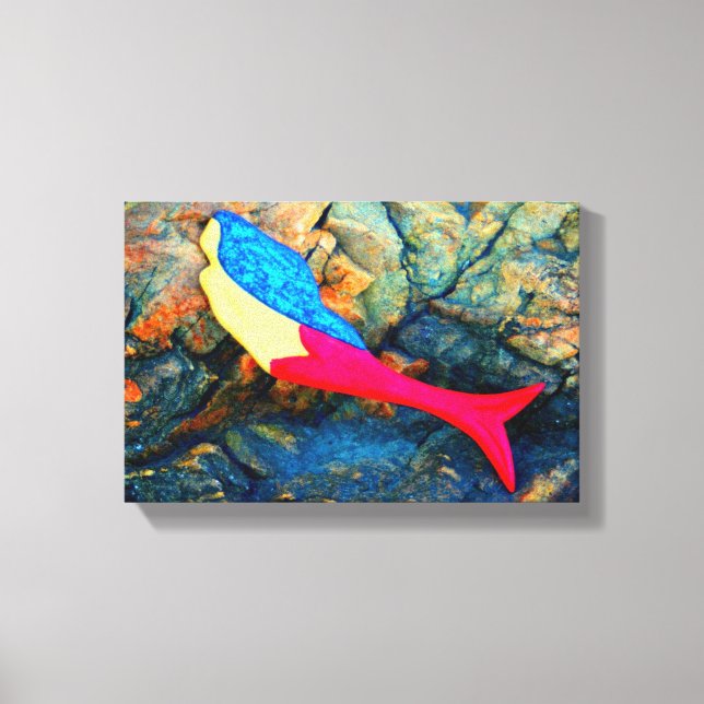 Brunettebrons sjöjungfru inlindad duk canvastryck (Framsida)