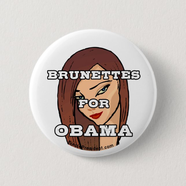 Brunetter för Obama knäppas Knapp (Framsida)