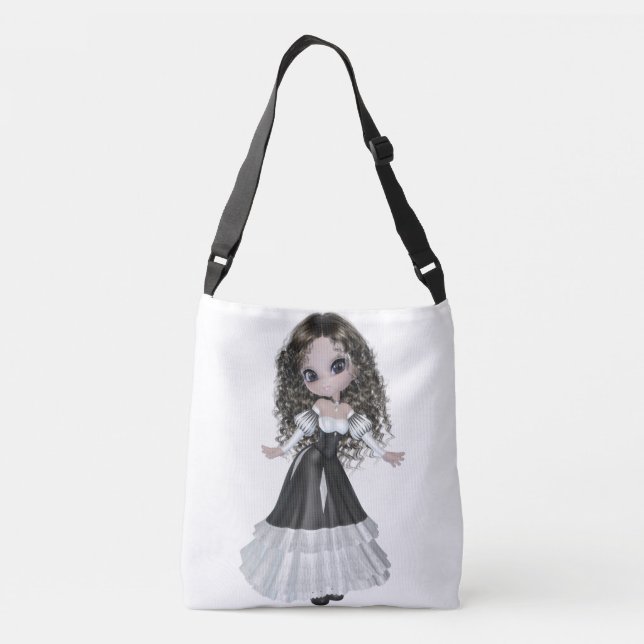 Brunettkvinna all över - tryckkor förkroppsligar axelväska (Baksida)