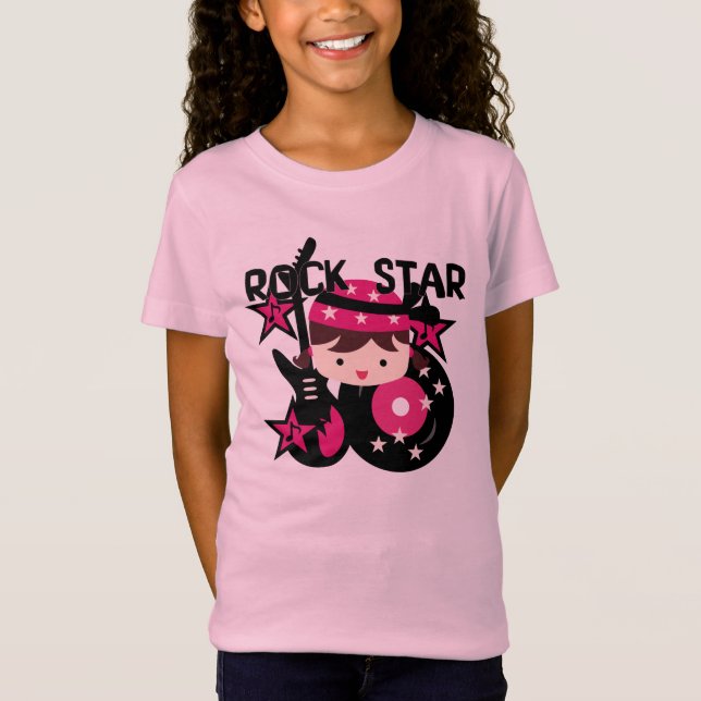 Brunettrockstjärnaflicka T-shirt (Framsida)