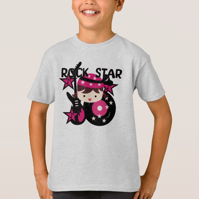 Brunettrockstjärnaflicka T-shirt (Framsida)