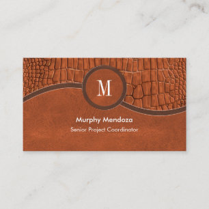 Brunfaux Leather Alligator Skin Luxury Monogram Visitkort