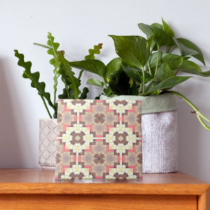 Brungräs och Rosa Geometric Mosaic Mönster Kakelplatta