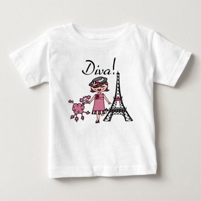 Brunhårig diva baby tutu kroppsoverall tee shirt (Framsida)