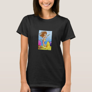Brunhårig Havfrue Simmar Vid Havets Botten T Shirt