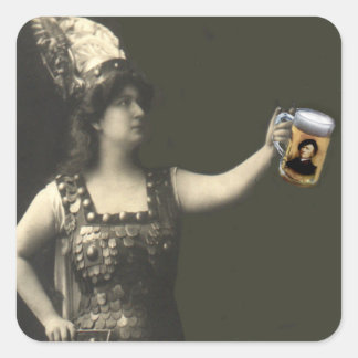 BRUNHILDE HÅLLER ETT STEIN FYRKANTIGT KLISTERMÄRKE