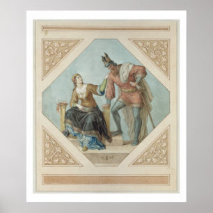 Brunhilde och Hagen, illustration för 'Niebeluen Poster