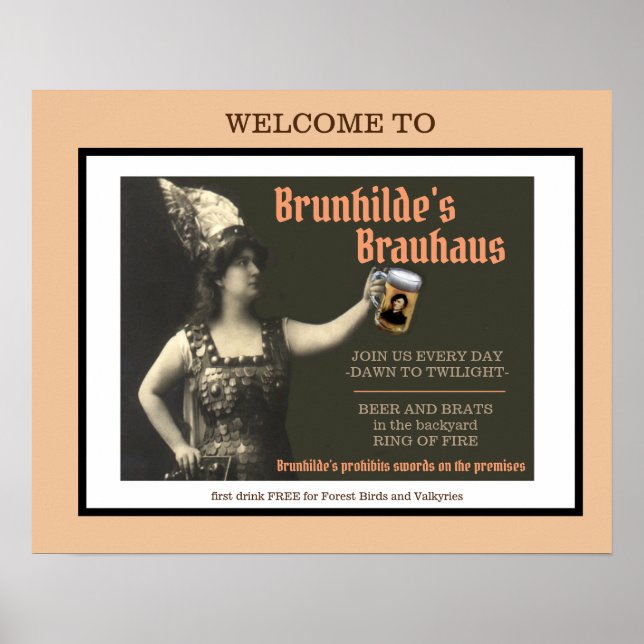 BRUNHILDE'S BRAUHAUS PUB POSTER (Framsidan)