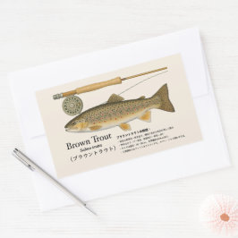 Bruning (Salmo trutta) – Japansk Illustration Rektangulärt Klistermärke