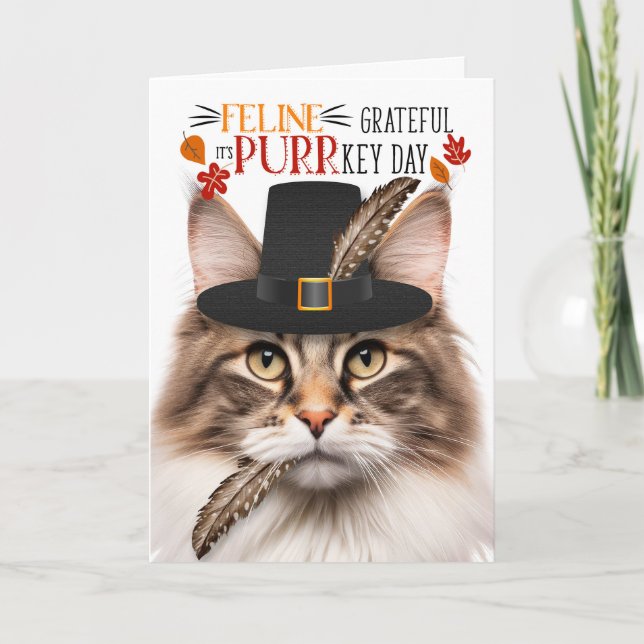 Brunius Forest Cat tacksam PURR-nyckeldag Helgkort (Framsida)