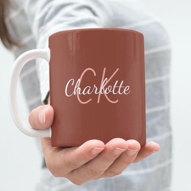 Brunjordsmonogram initialer namn kaffemugg (Skapare uppladdad)