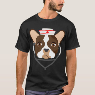 Brunk Bulldogg med Sjuksköterskehatt, Söt för Sjuk T Shirt