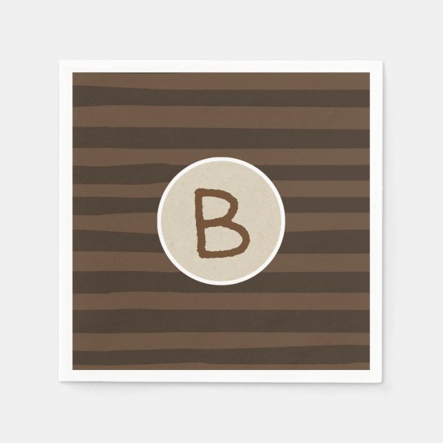 Brunka Whimsical Ränder Rustik Modern Minimalism Pappersservett (Framsidan)
