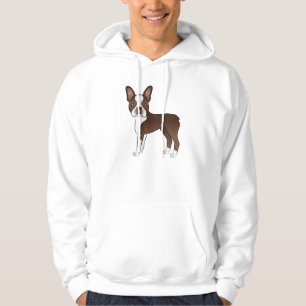 Brunn Boston Terrier Söt Tecknad Hund Ritning Hoodie