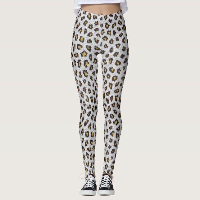 Brunn och vitt leopard Skin Leggings (Framsida)