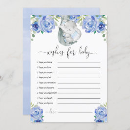 Brunn önskemål för pojke blå blommigt elefant inbjudningar