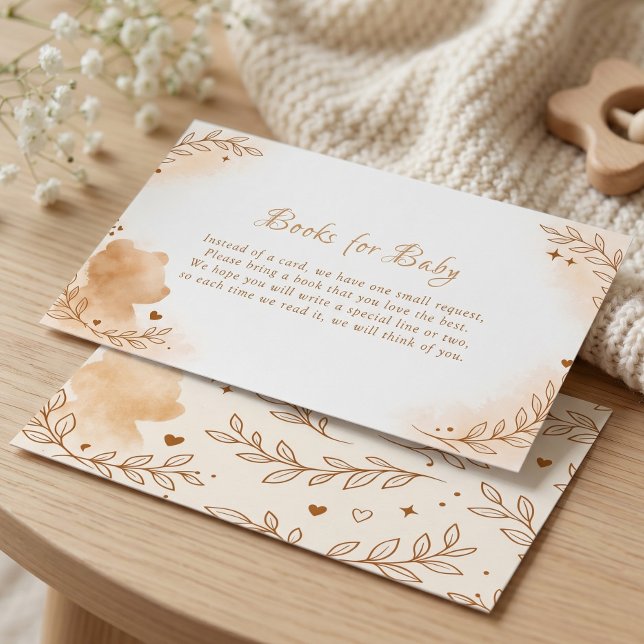 Brunna akvarellbjörnböcker för bebisar tilläggskort (Enclosure Card)