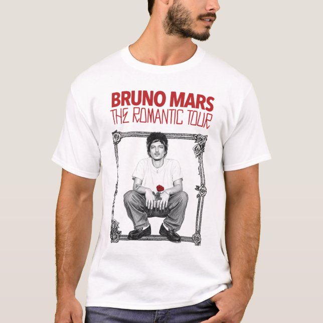 Bruno Mars 2026 The Romantic Tour Rose T Shirt (Framsida)