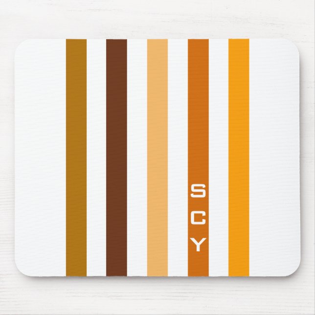 Brunorange vertikala ränder monogram musmatta (Framsidan)