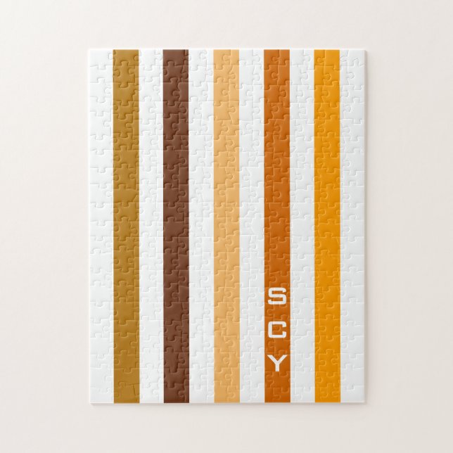 Brunorange vertikala ränder monogram pussel (Vertikal)