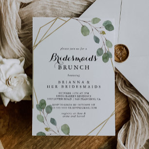 Brunschdusch för guld Geometric Bridesmaids Brunch Inbjudningar