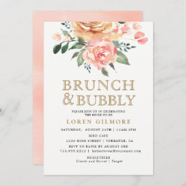 Brunschdusch för guld Peach Blommigt Möhippa Brunc Inbjudningar