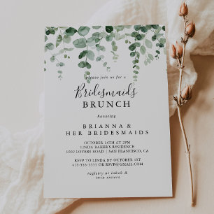 Brunschdusch för minimalistisk eukalyptus Bridesma Inbjudningar