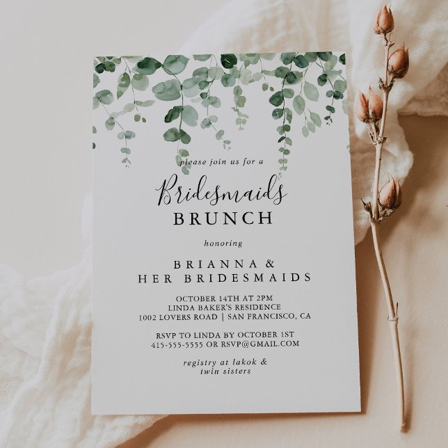 Brunschdusch för minimalistisk eukalyptus Bridesma Inbjudningar (Skapare uppladdad)