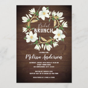 Brunschdusch för Rustic Wood Magnolia Möhippa Inbjudningar