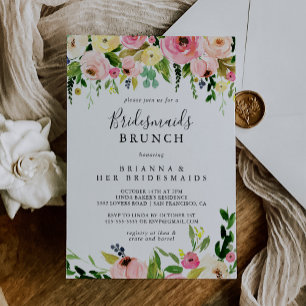 Brunschdusch för tropisk färgfull höstbridesmaider inbjudningar