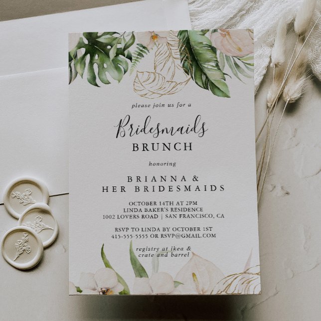 Brunschschare i guld Tropical Foliage Bridesmaids  Inbjudningar (Skapare uppladdad)