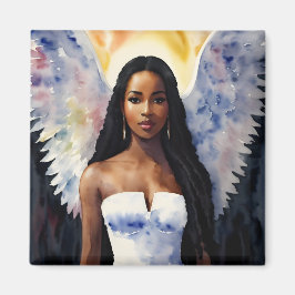 Brunskalad ängel Woman Watercolor Art Magnet