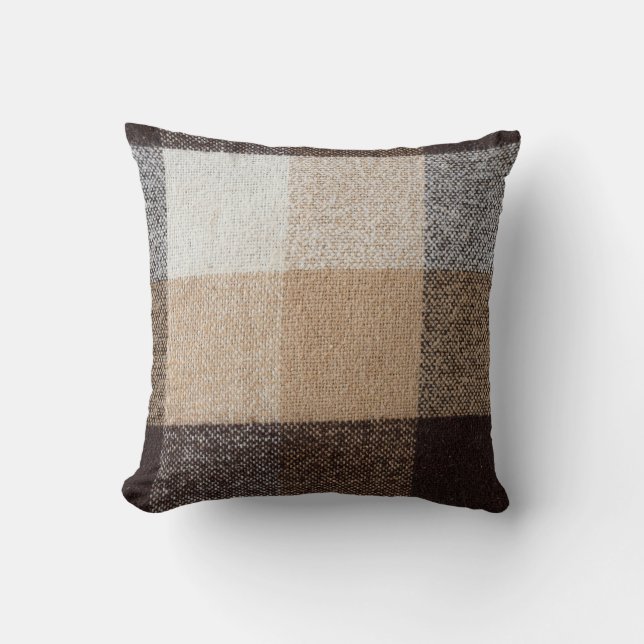 Brunstyrd ull: Tartan Struktur Kudde (Framsida)