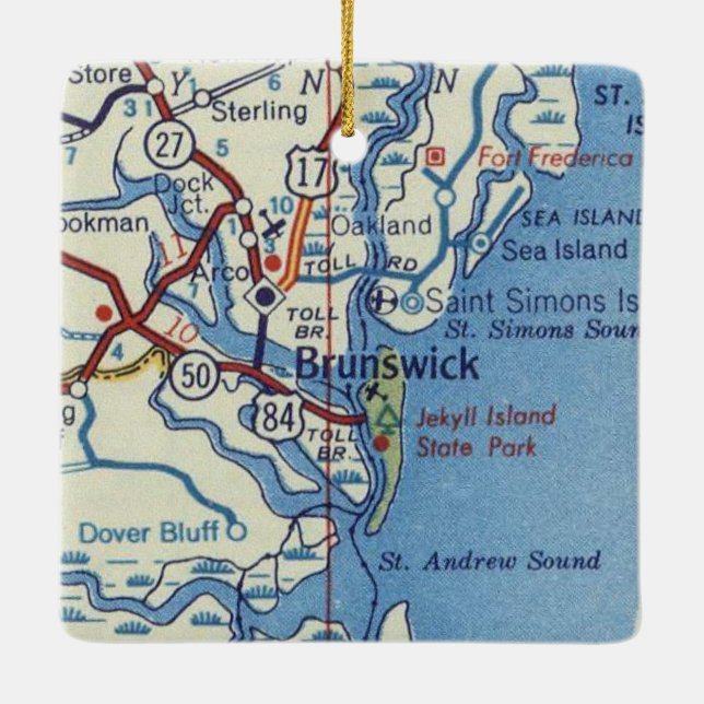 Brunswick GA Jekyll Island Julgransprydnad Keramik (Baksida)