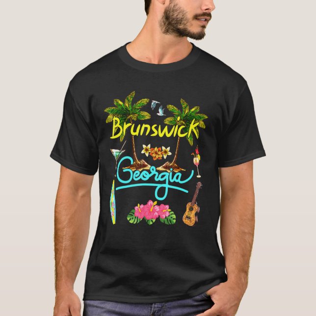 Brunswick Georgia Beach Summer Handflatan Surfa So T Shirt (Framsida)