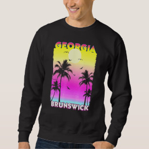 Brunswick Georgia Ga Summer Vintage Sunset Lång Ärmad Tröja