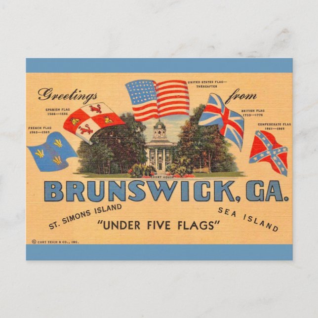 Brunswick Georgia Gamla Flaggor Postkort Vykort (Framsida)