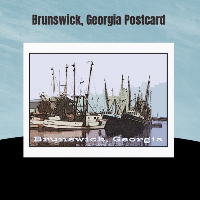 Brunswick, Georgia Kusten Shrimp Boats Vykort (Skapare uppladdad)