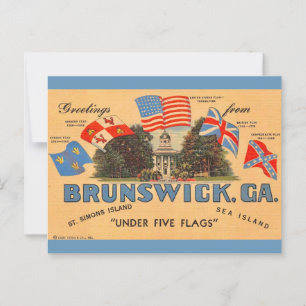 Brunswick Georgia Old Flaggor vycard Vykort