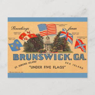 Brunswick Georgia Old Flaggor vycard Vykort