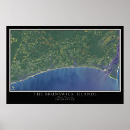 Brunswick Islands North Carolina Satellite Karta Poster