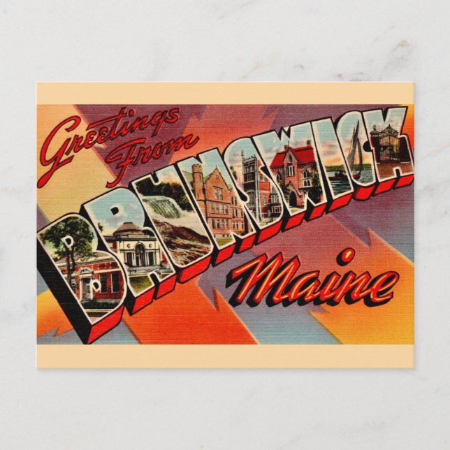 Brunswick Maine Hälsning vycard Vykort (Framsida)