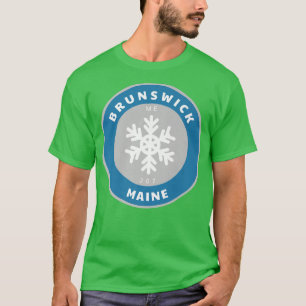 Brunswick Maine ME Winter Snö Snowflake Badge Sou T Shirt