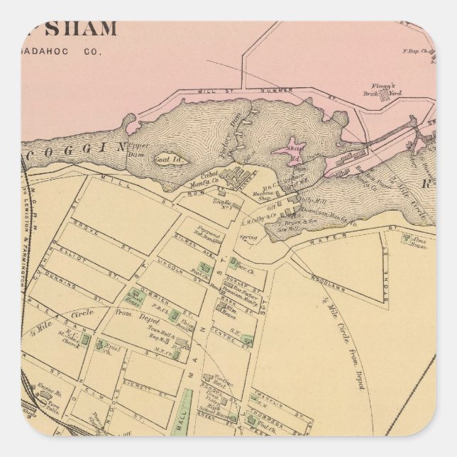 Brunswick, Topsham Fyrkantigt Klistermärke (Framsida)