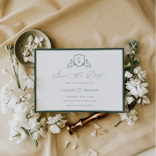 BRUNSWICK VAPENSKÖLD Monogram Bröllop Spara Datumet (Skapare uppladdad)